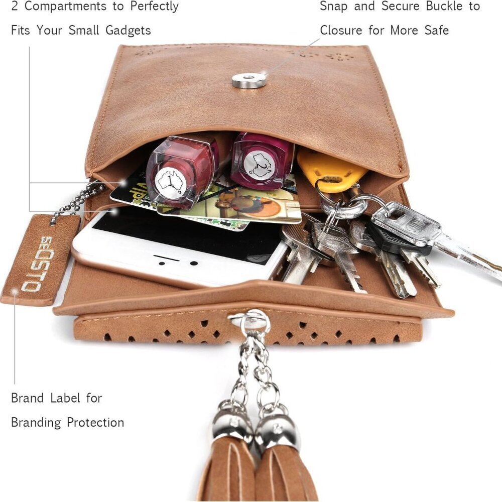 Small Crossbody Bag Synthetic Leather Compact Phone Wallet Purse Gift - Picture 7 of 8